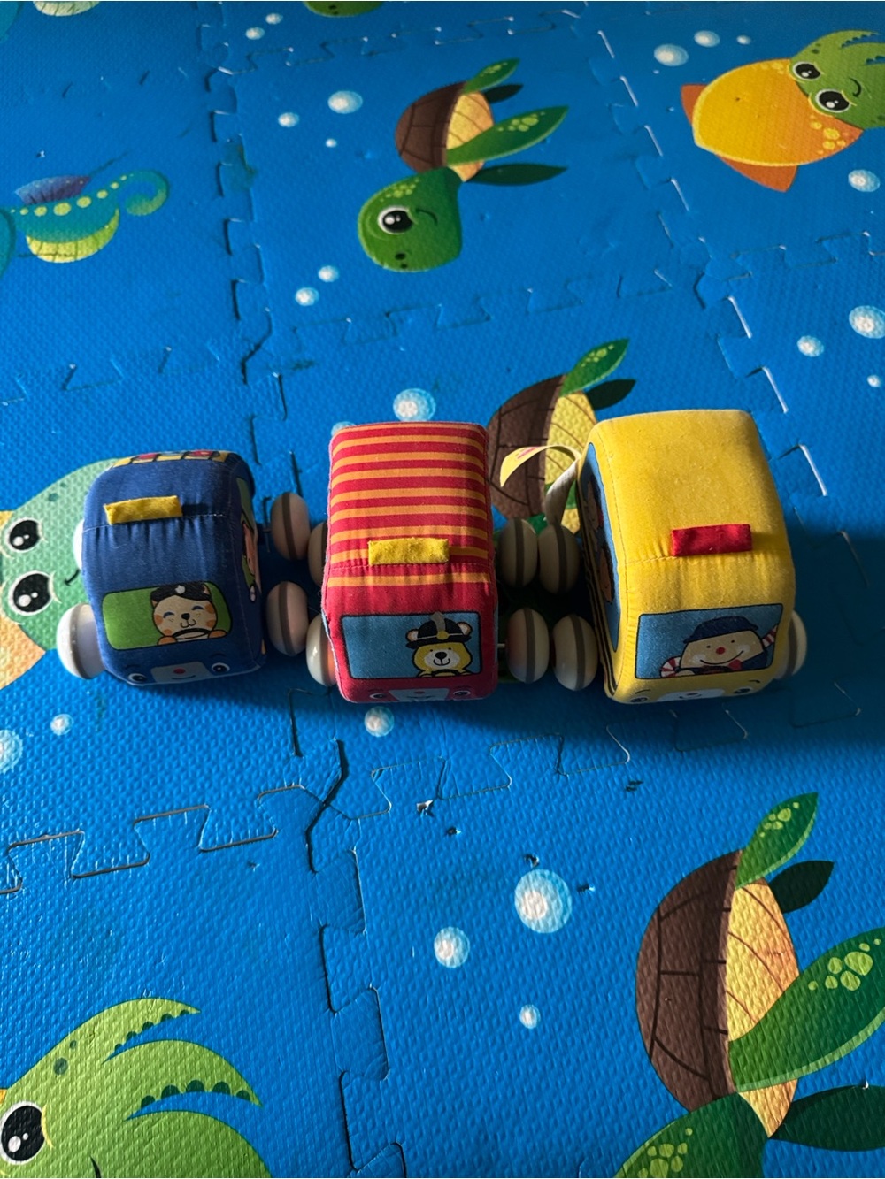 Melissa & Doug Plush Pull-Along Cars in Blue, Red, Yellow